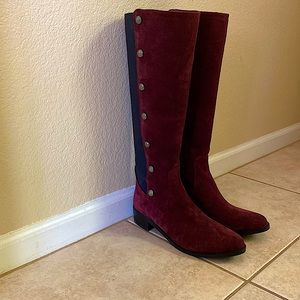 Vince Camuto cranberry suede leather boots NWOT